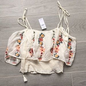 Floral flowy crop top with tie straps